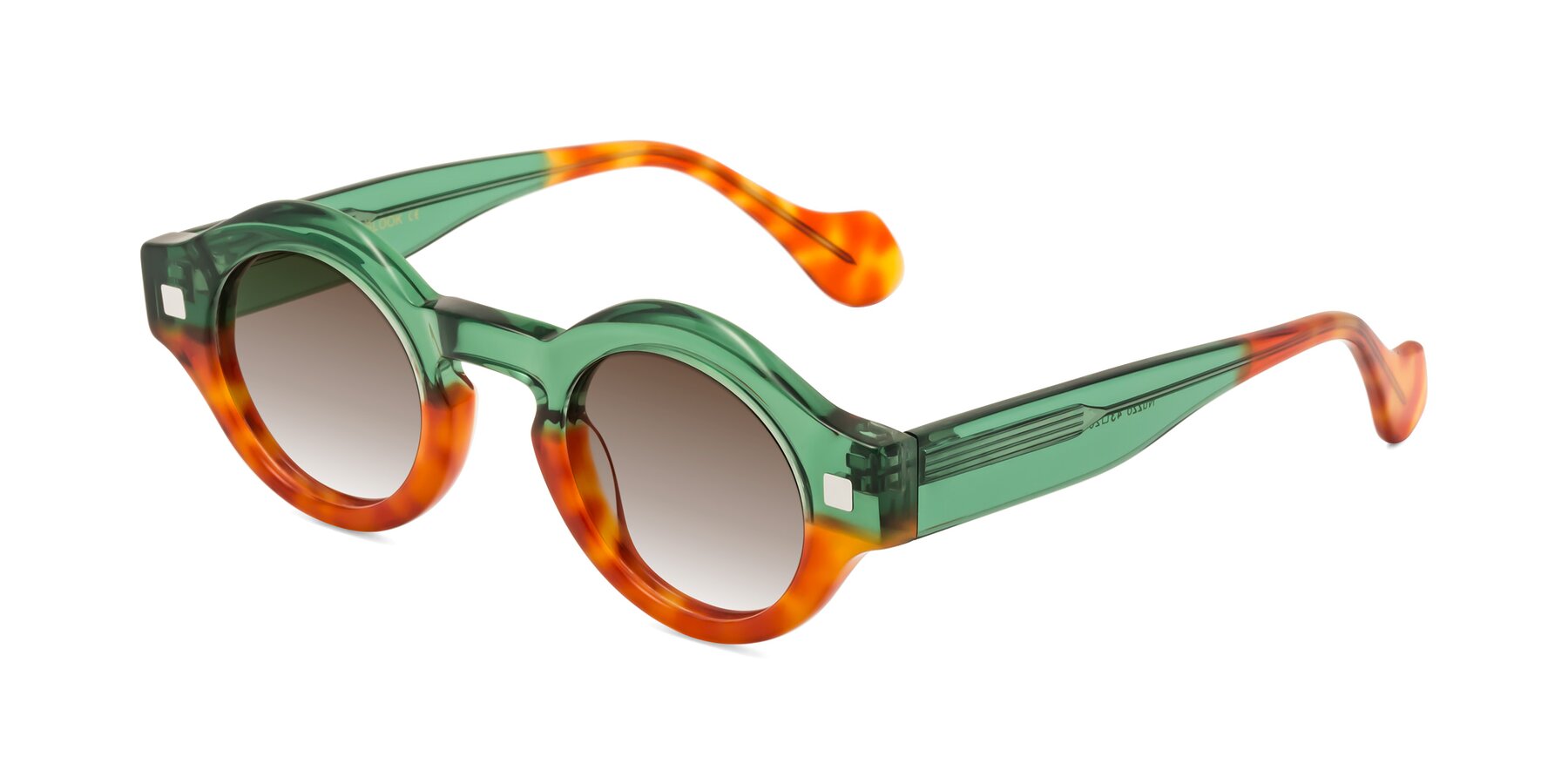 Angle of Nuzzo in Green-Orange Tortoise with Brown Gradient Lenses