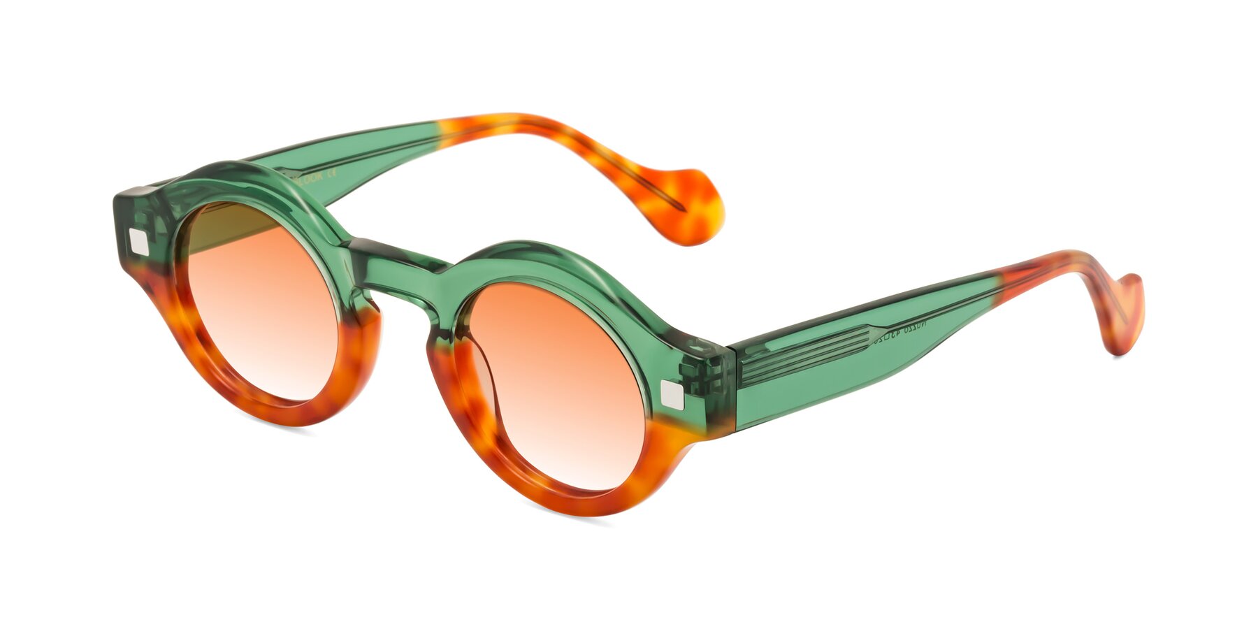 Angle of Nuzzo in Green-Orange Tortoise with Orange Gradient Lenses