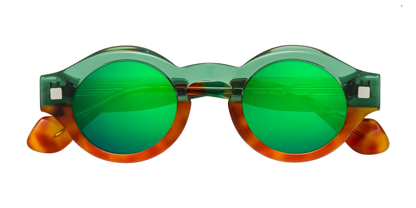 Nuzzo - Green / Orange Tortoise Flash Mirrored Sunglasses