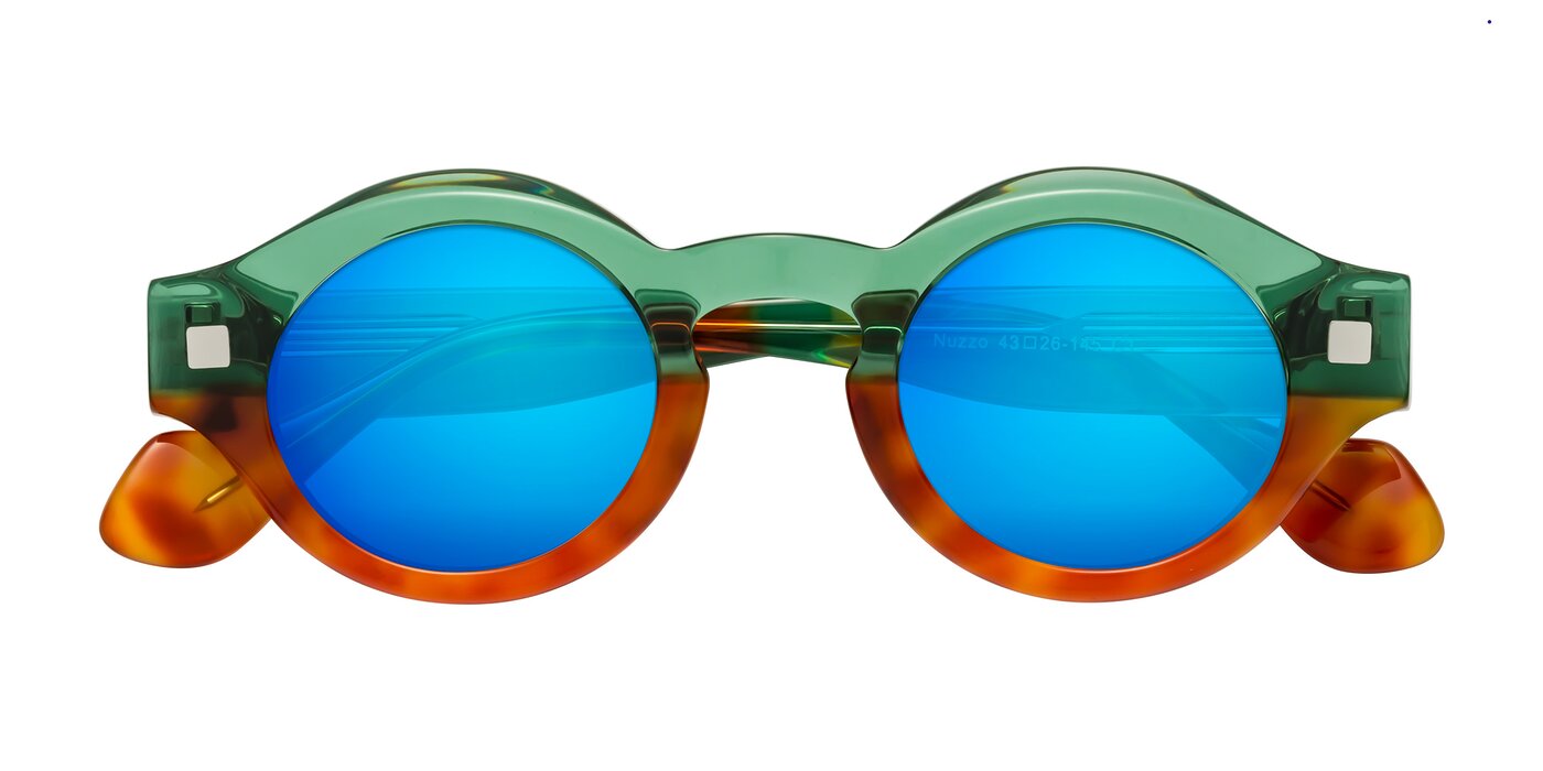 Nuzzo - Green / Orange Tortoise Flash Mirrored Sunglasses