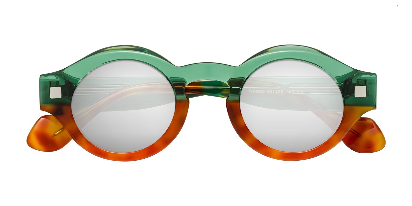 Nuzzo - Green / Orange Tortoise Flash Mirrored Sunglasses