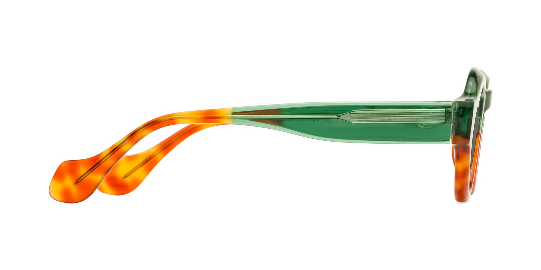 Side of Nuzzo in Green-Orange Tortoise with Gray Polarized Lenses