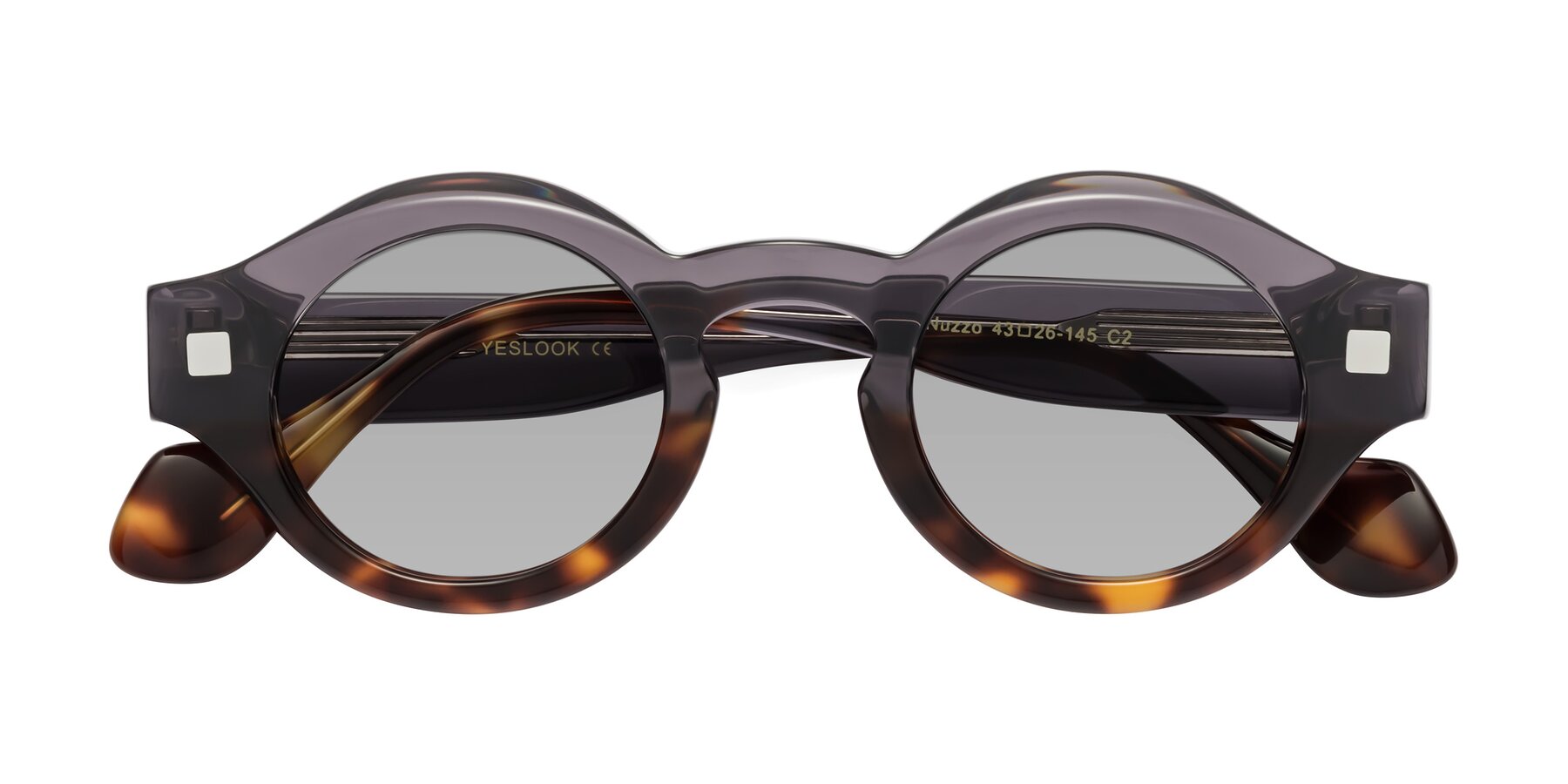 Folded Front of Nuzzo in Gray-Tortoise with Light Gray Tinted Lenses
