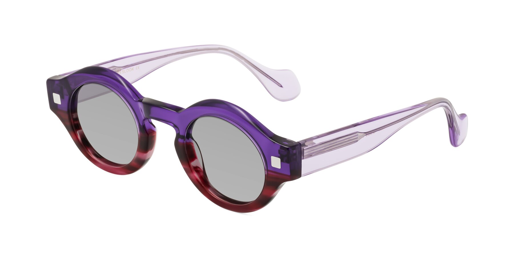Angle of Nuzzo in Purple-Wine Striped with Light Gray Tinted Lenses