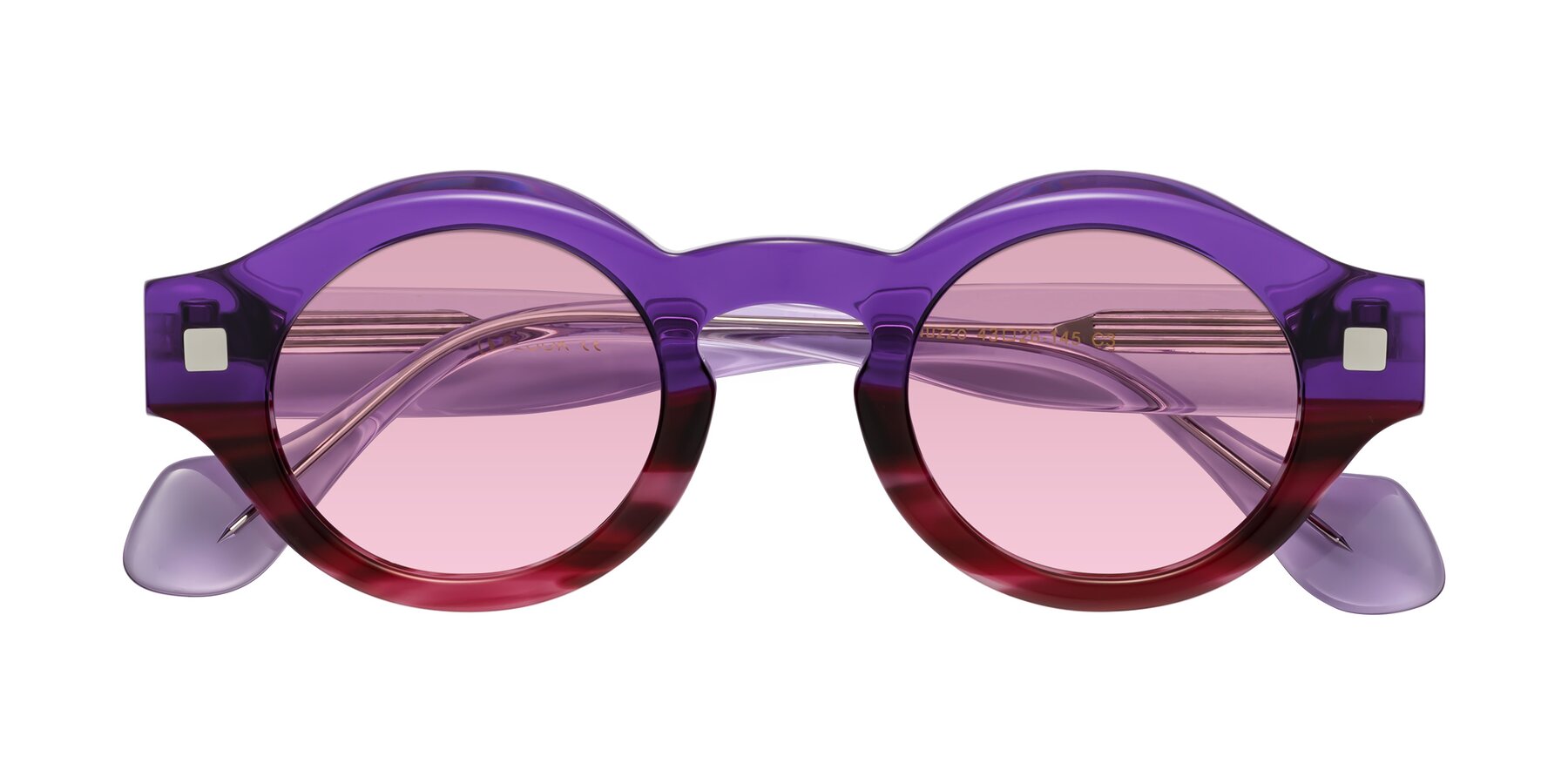 Folded Front of Nuzzo in Purple-Wine Striped with Light Wine Tinted Lenses