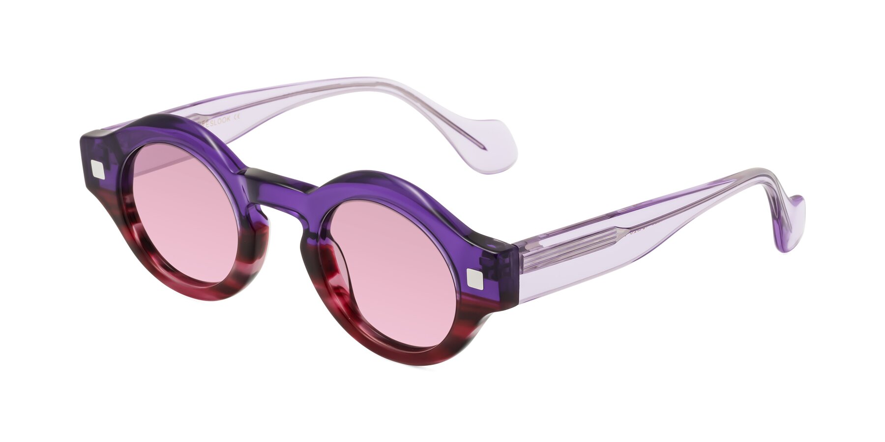 Angle of Nuzzo in Purple-Wine Striped with Light Wine Tinted Lenses
