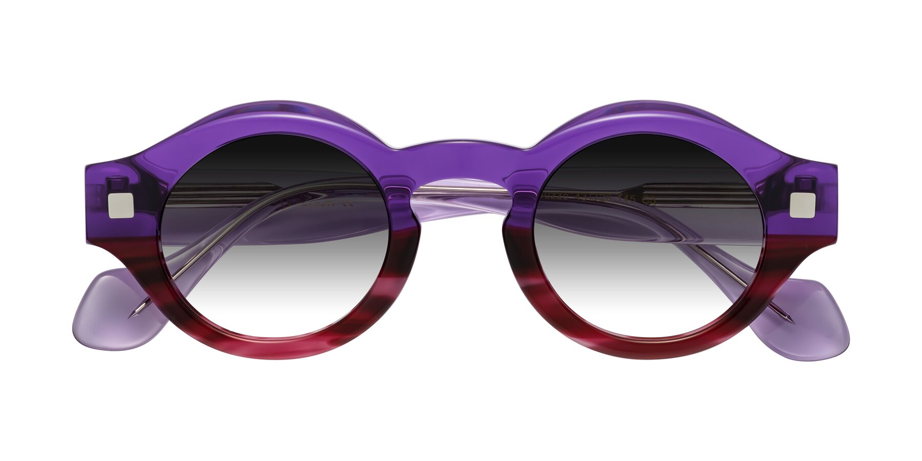 Folded Front of Nuzzo in Purple-Wine Striped with Gray Gradient Lenses