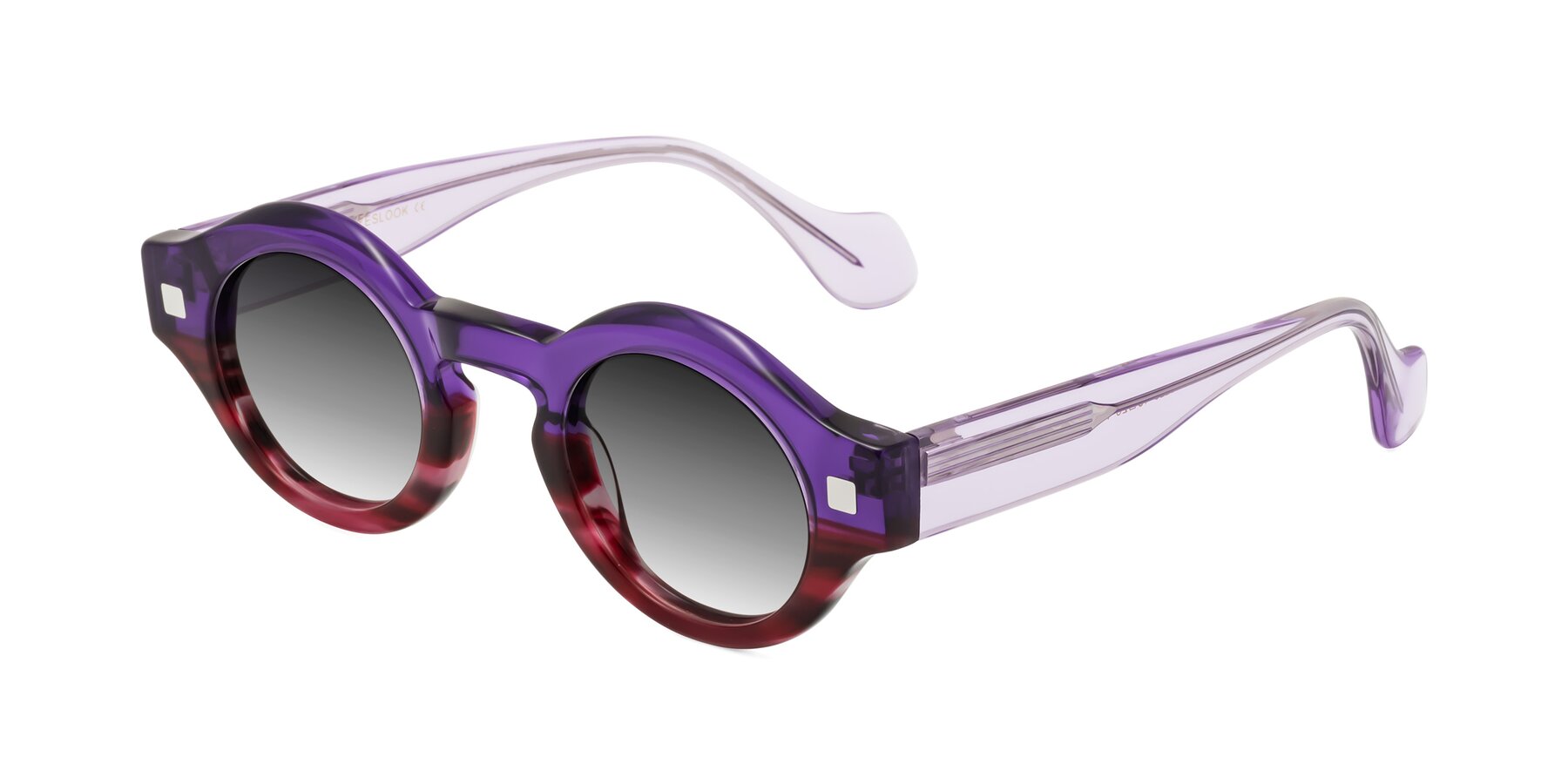 Angle of Nuzzo in Purple-Wine Striped with Gray Gradient Lenses