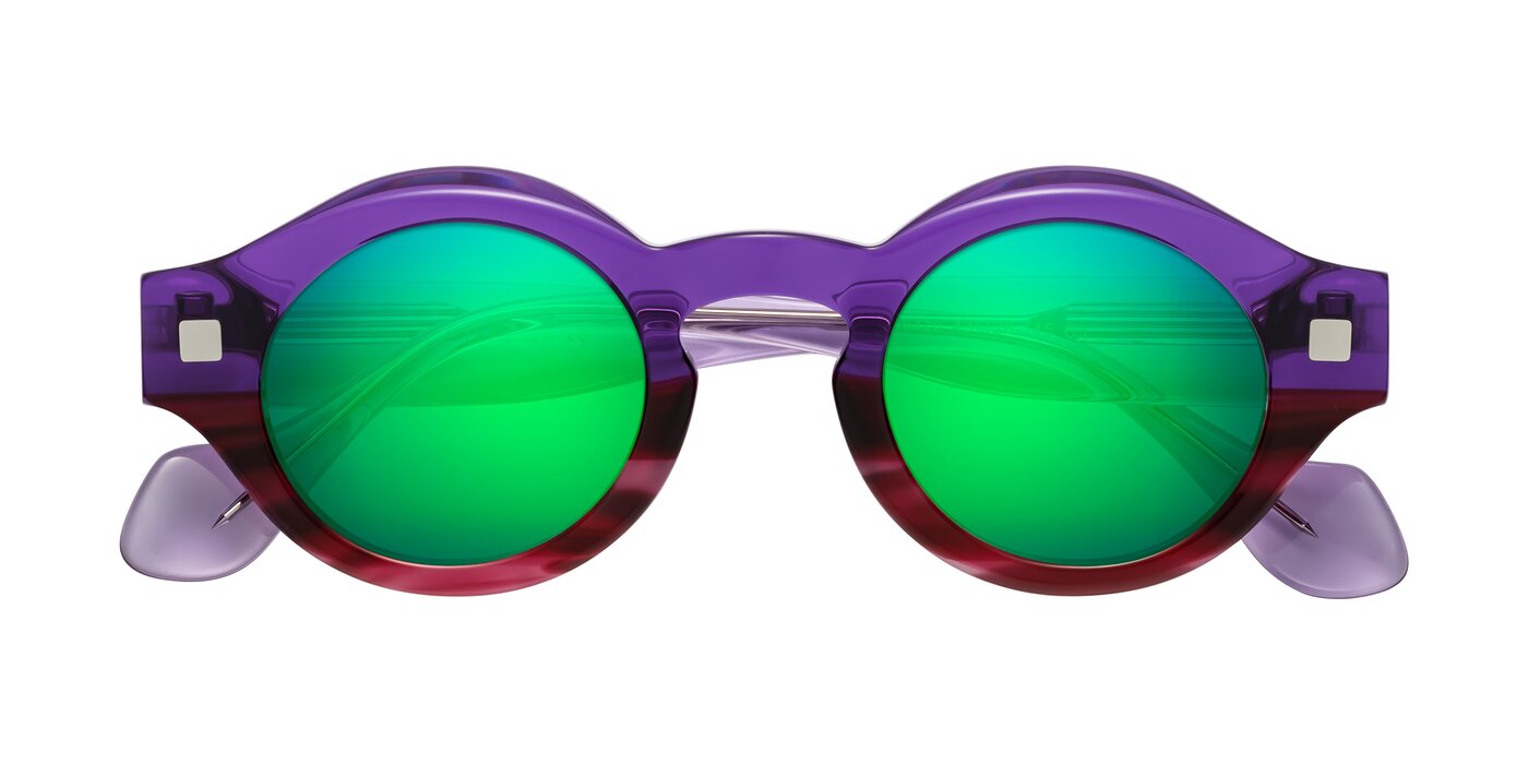 Nuzzo - Purple/Wine Striped Flash Mirrored Sunglasses