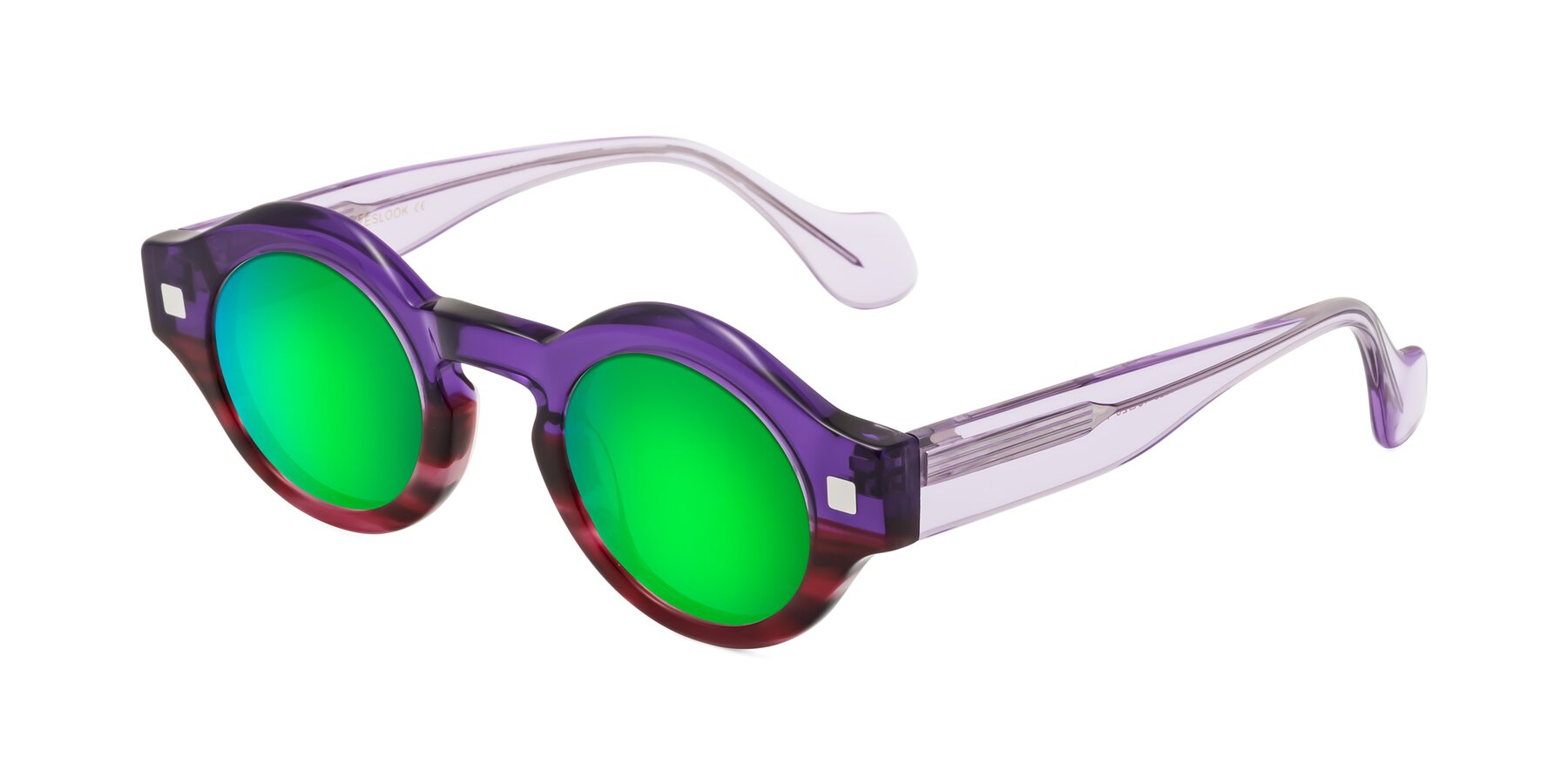 Angle of Nuzzo in Purple-Wine Striped with Green Mirrored Lenses