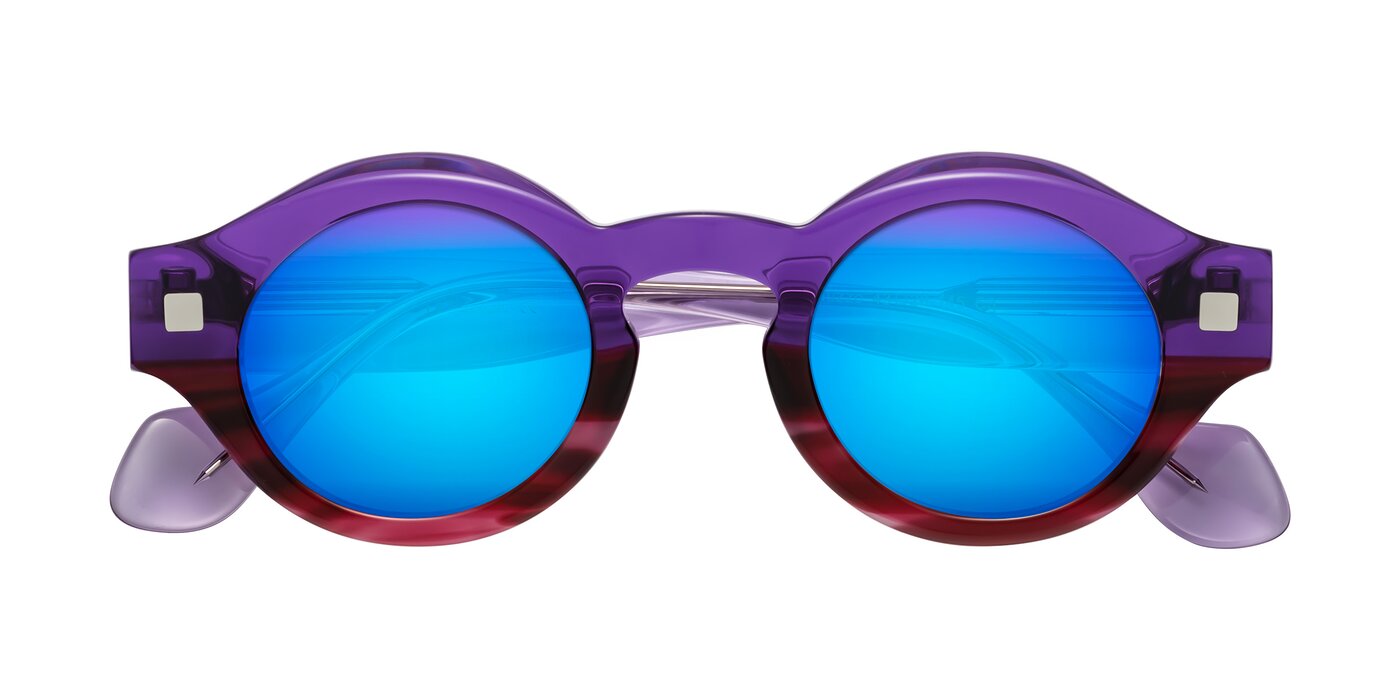 Nuzzo - Purple/Wine Striped Flash Mirrored Sunglasses