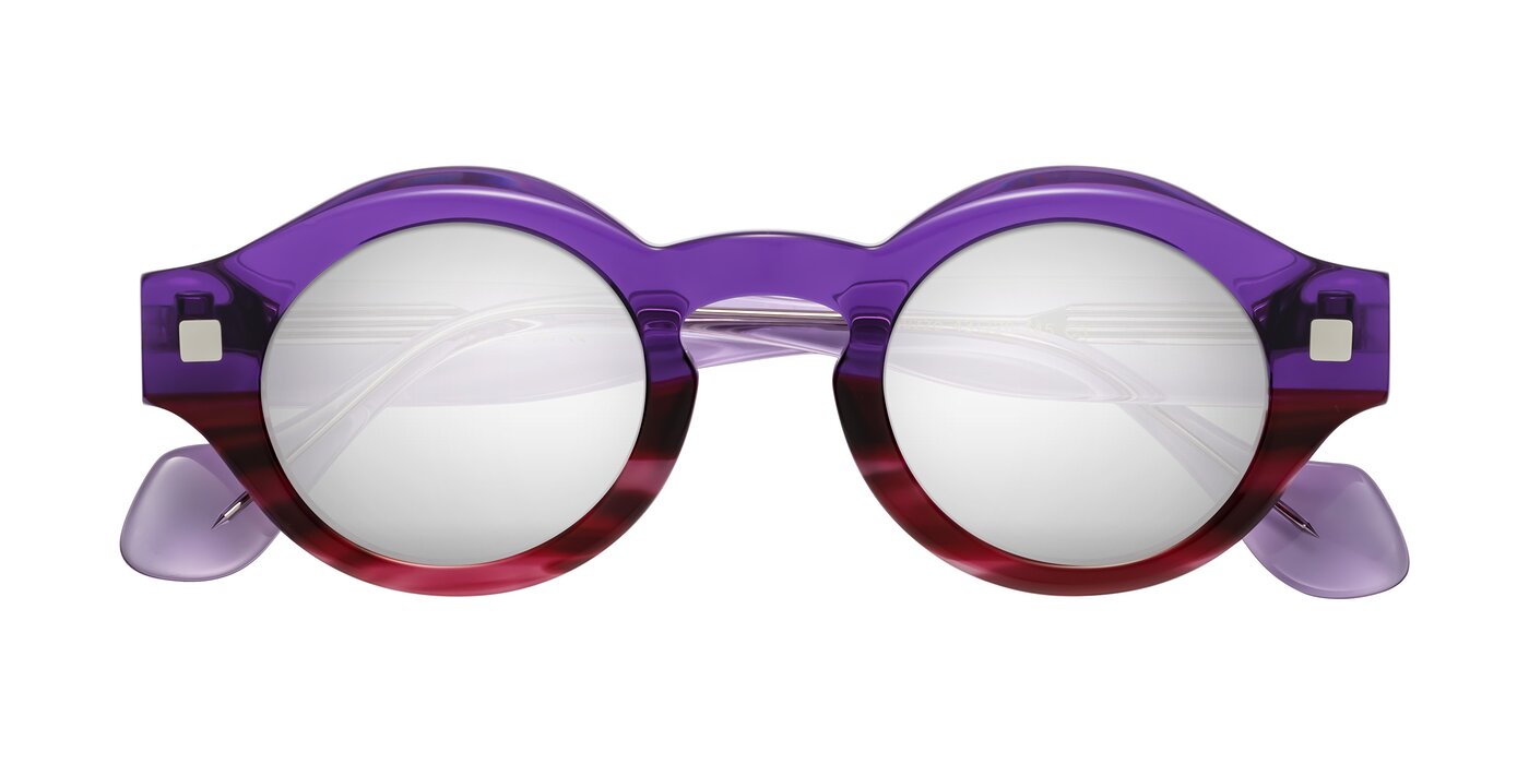 Nuzzo - Purple/Wine Striped Flash Mirrored Sunglasses