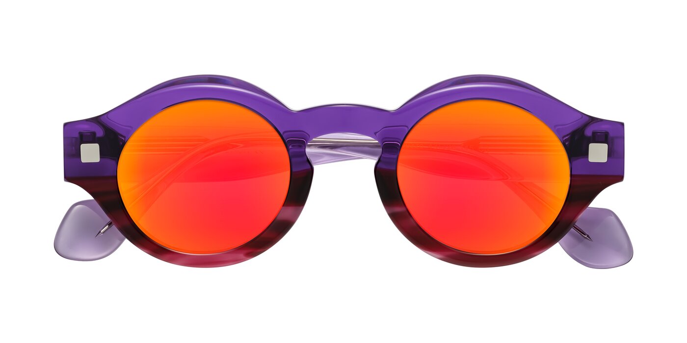 Nuzzo - Purple/Wine Striped Flash Mirrored Sunglasses