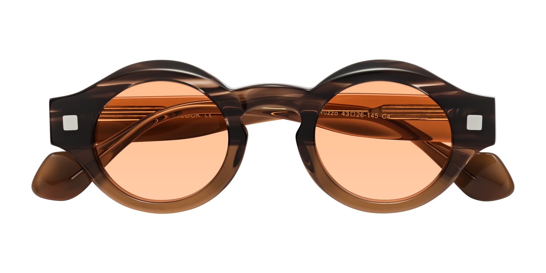 Folded Front of Nuzzo in Brown Striped-Brown with Light Orange Tinted Lenses