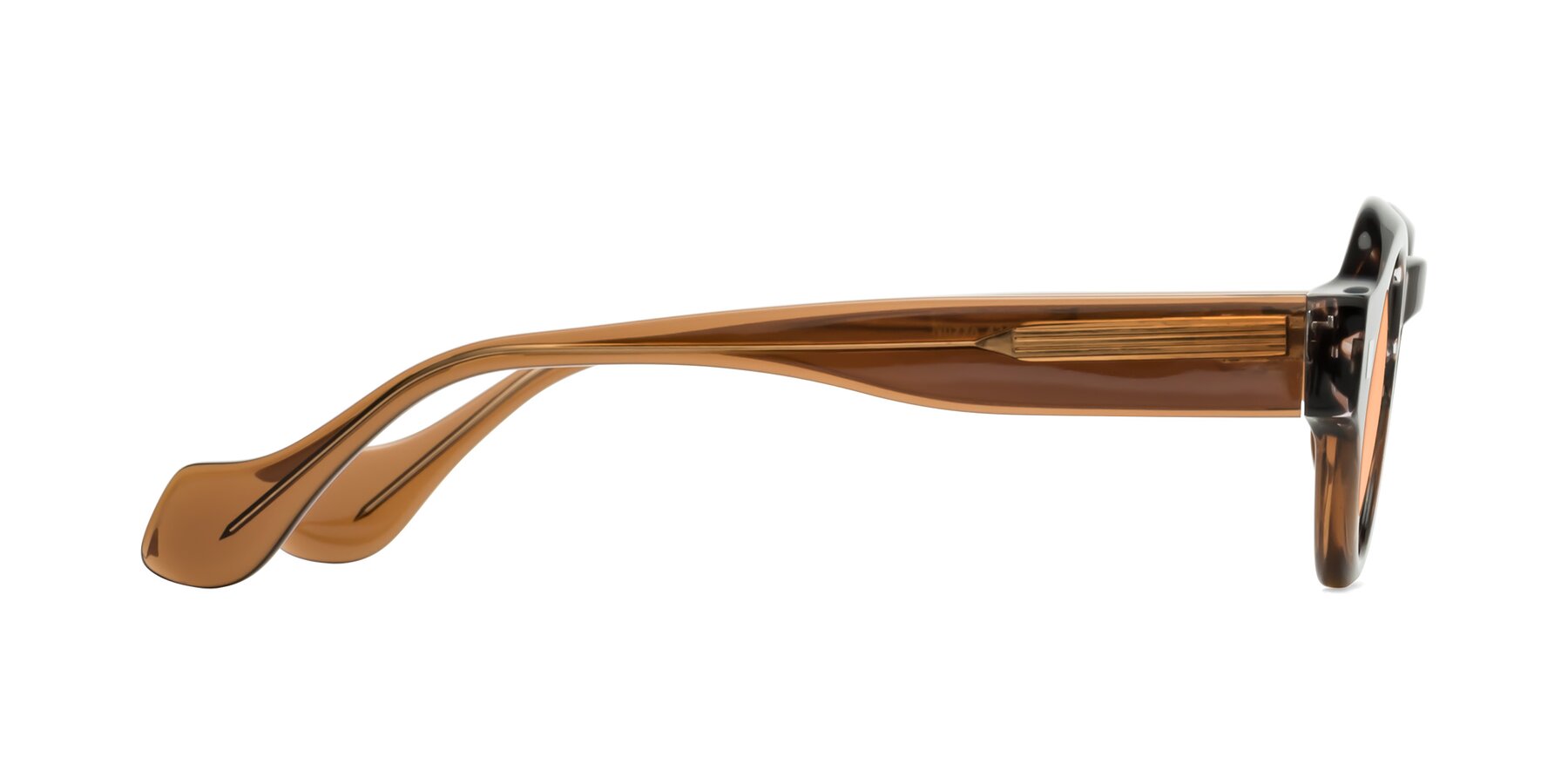 Side of Nuzzo in Brown Striped-Brown with Light Orange Tinted Lenses
