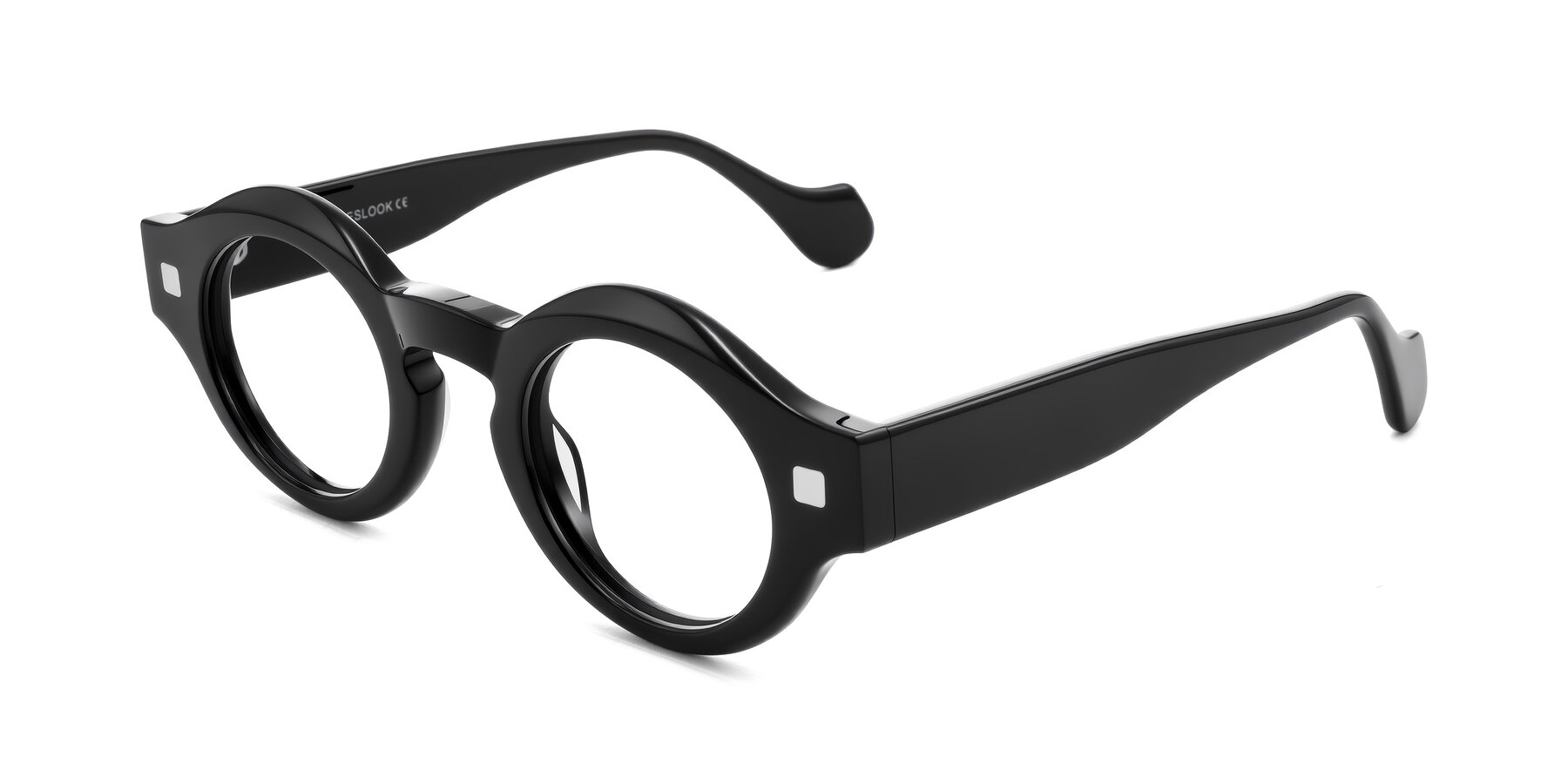 Angle of Nuzzo in Black with Clear Reading Eyeglass Lenses