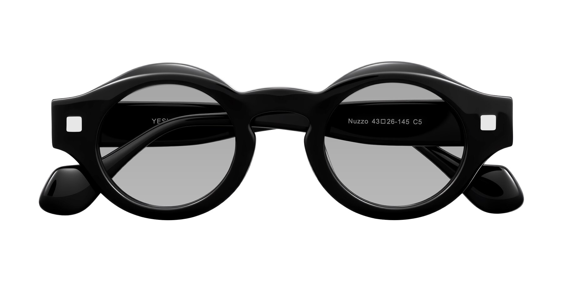Folded Front of Nuzzo in Black with Light Gray Tinted Lenses