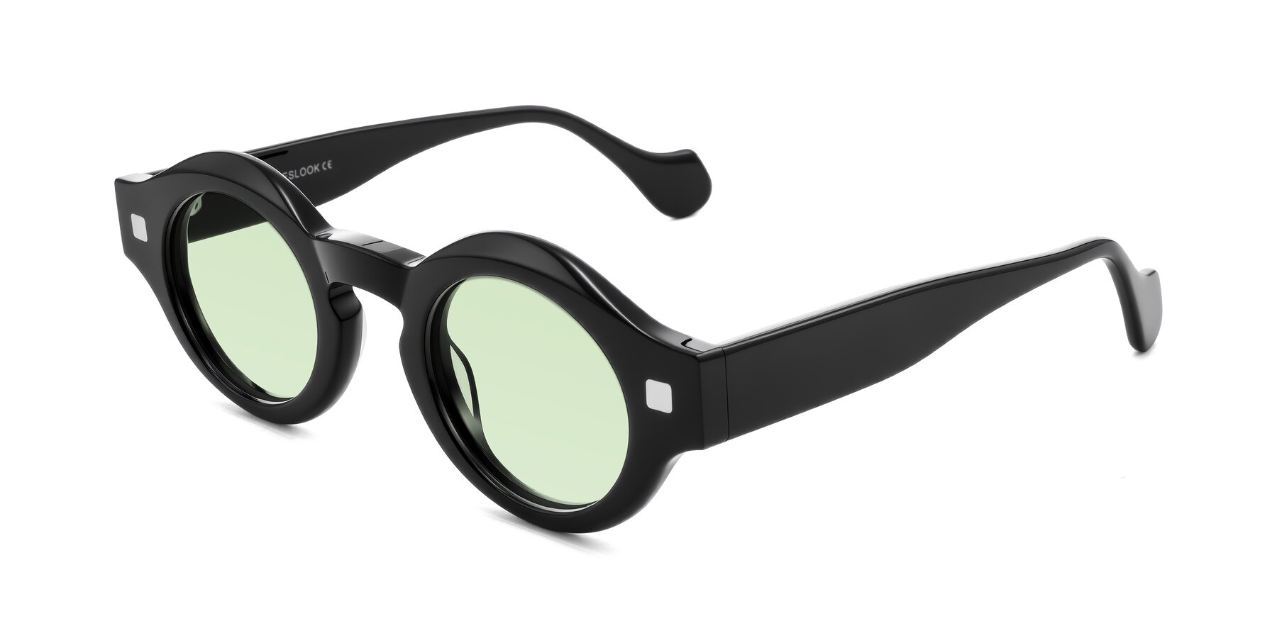 Angle of Nuzzo in Black with Light Green Tinted Lenses