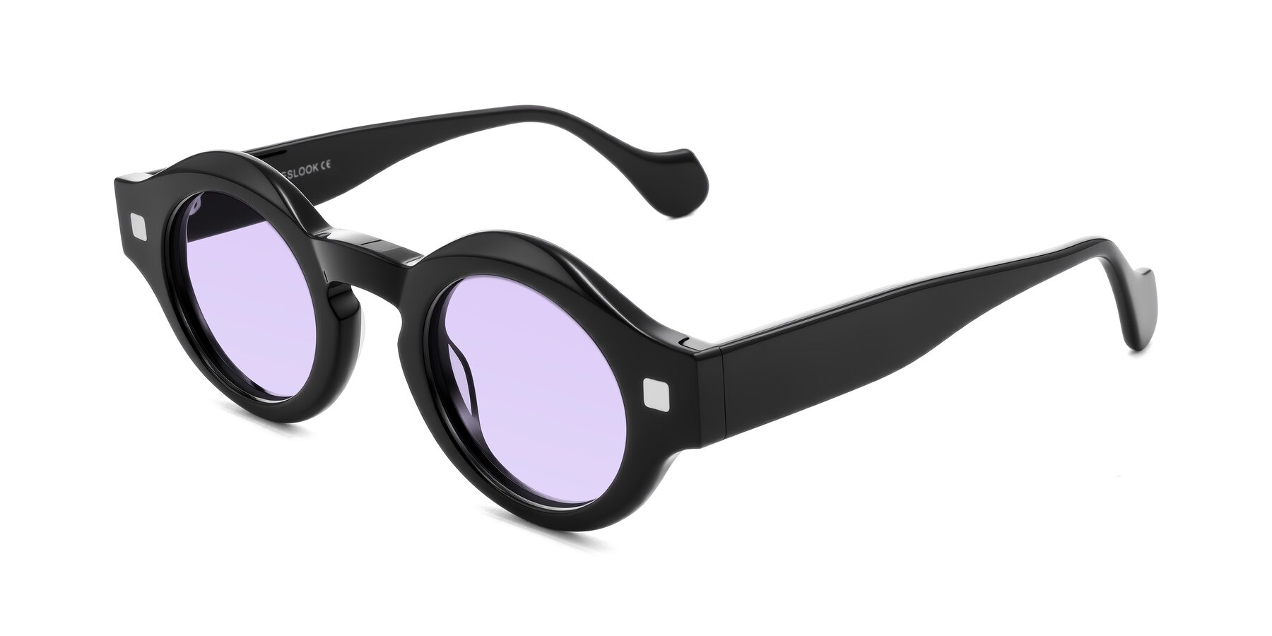 Angle of Nuzzo in Black with Light Purple Tinted Lenses
