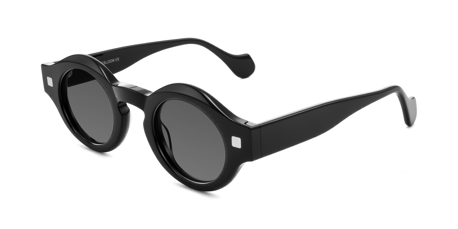 Angle of Nuzzo in Black with Medium Gray Tinted Lenses