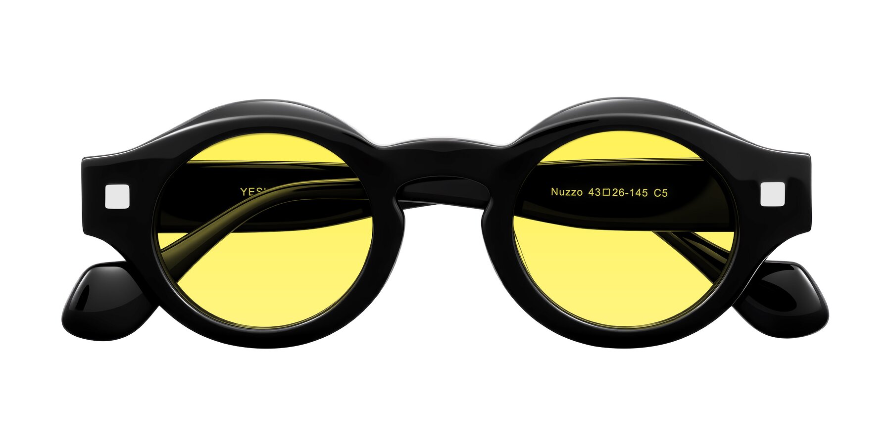 Folded Front of Nuzzo in Black with Medium Yellow Tinted Lenses