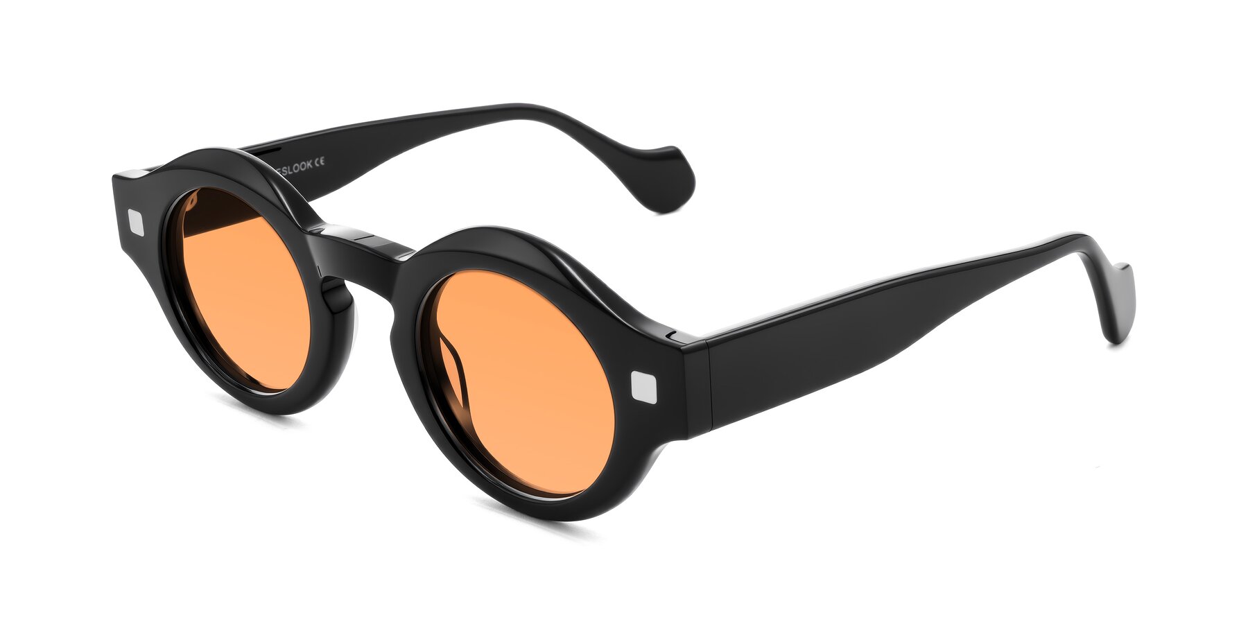 Angle of Nuzzo in Black with Medium Orange Tinted Lenses