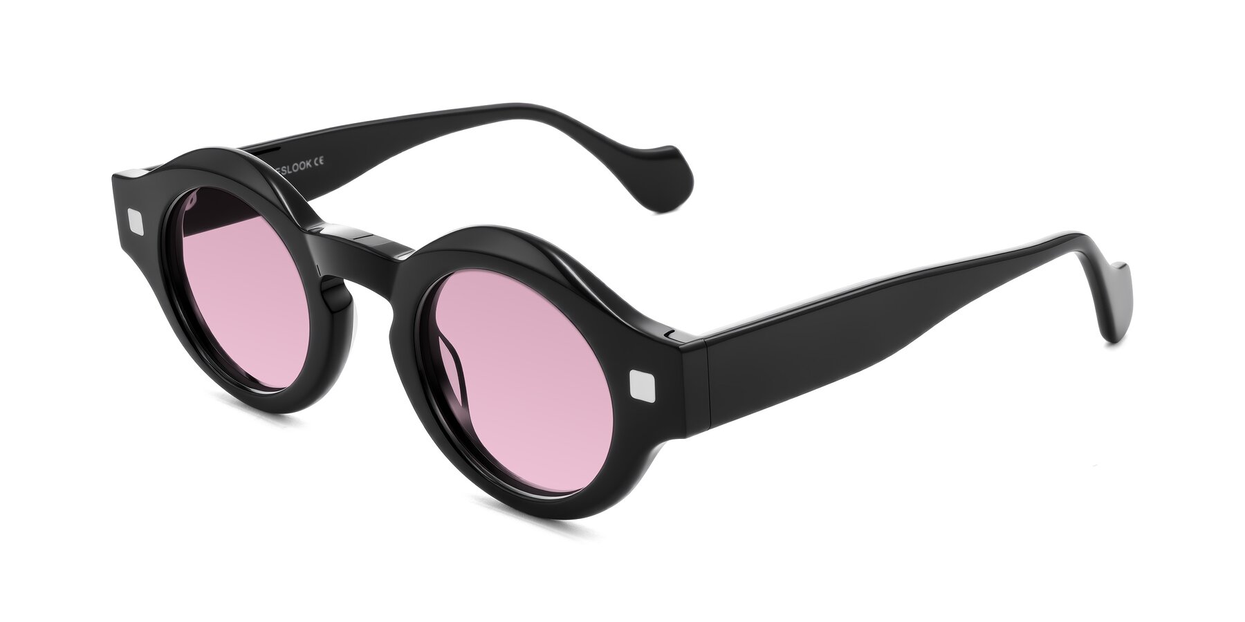 Angle of Nuzzo in Black with Light Wine Tinted Lenses
