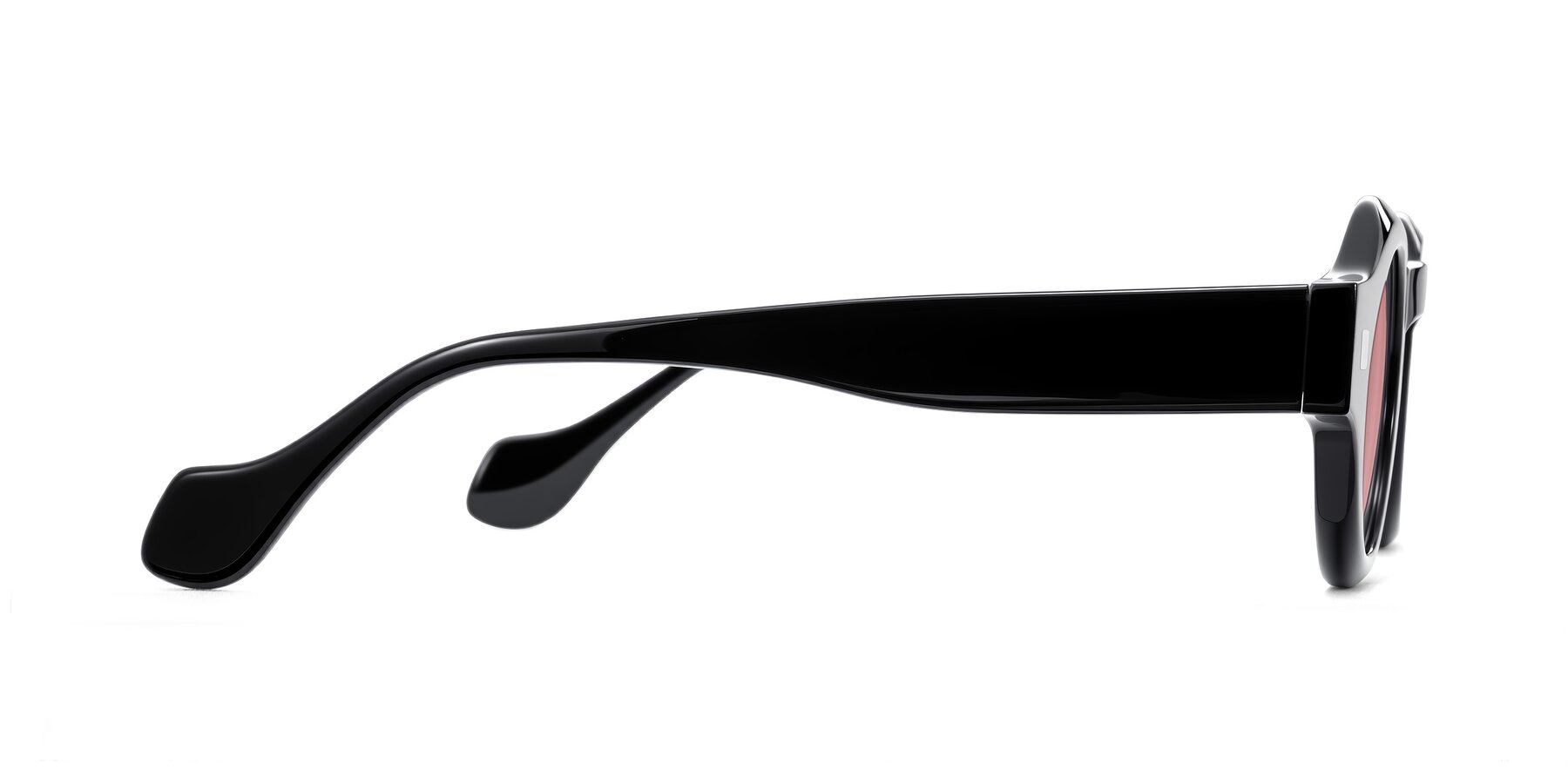 Side of Nuzzo in Black with Medium Garnet Tinted Lenses