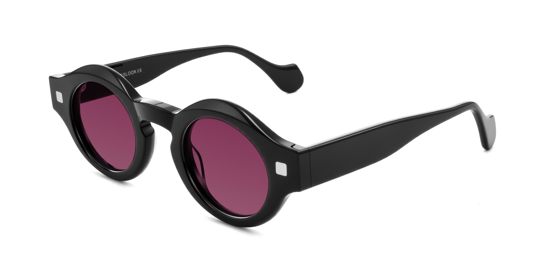 Angle of Nuzzo in Black with Wine Tinted Lenses