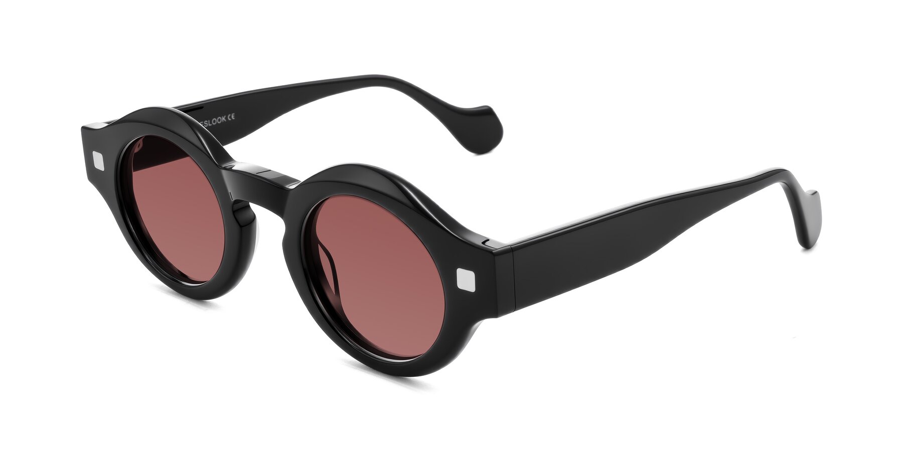 Angle of Nuzzo in Black with Garnet Tinted Lenses