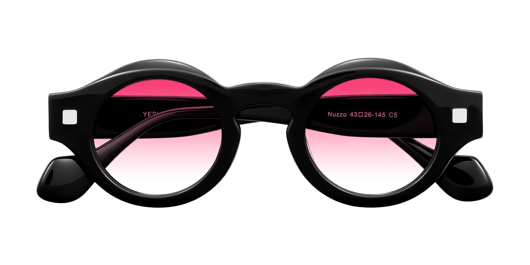 Folded Front of Nuzzo in Black with Pink Gradient Lenses