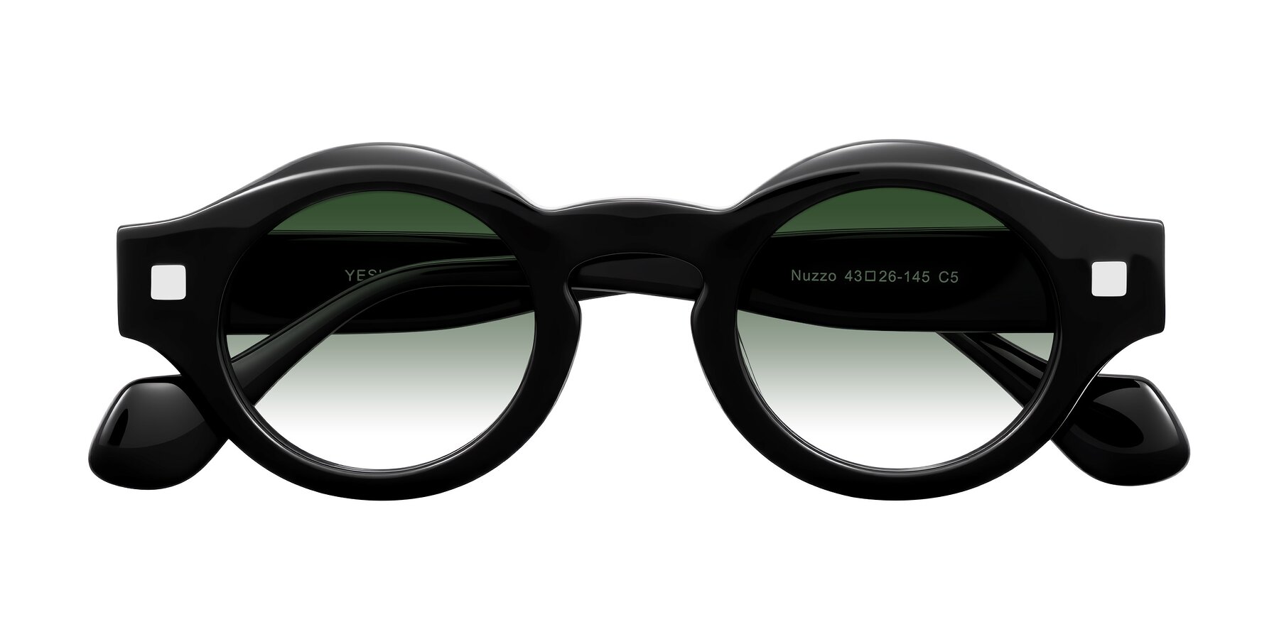 Folded Front of Nuzzo in Black with Green Gradient Lenses