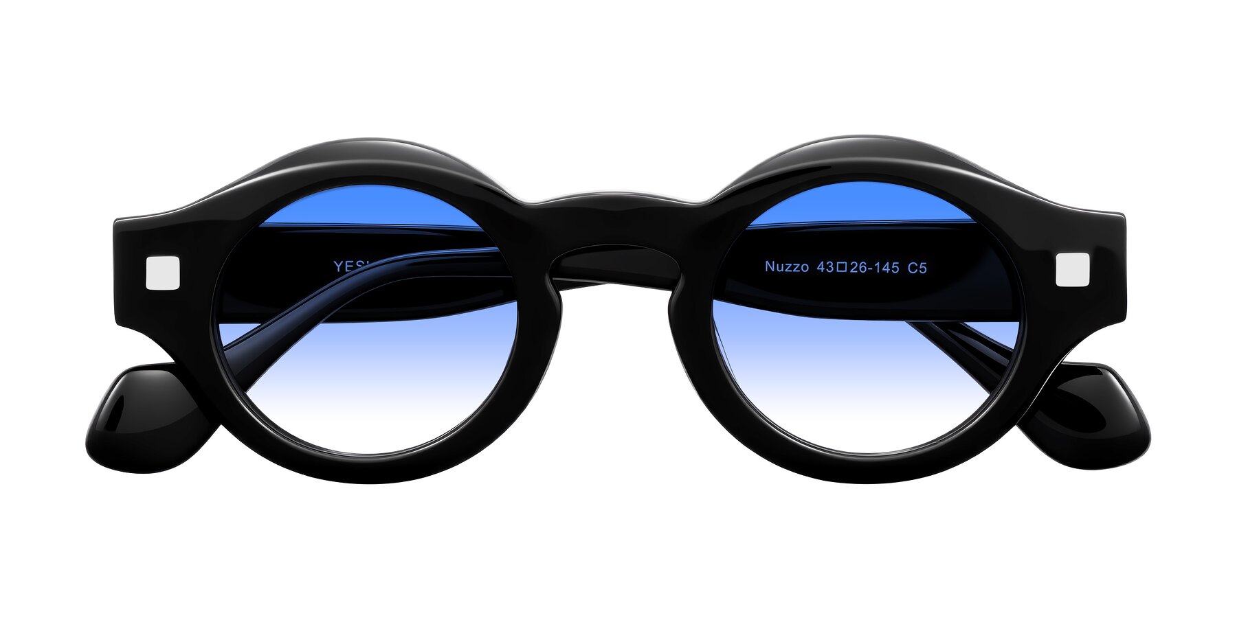 Folded Front of Nuzzo in Black with Blue Gradient Lenses