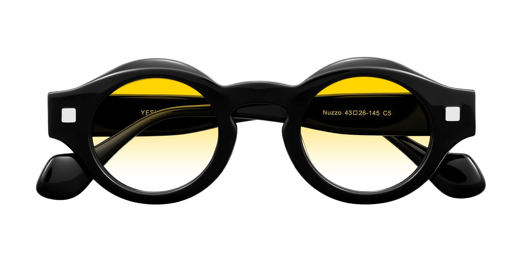 Folded Front of Nuzzo in Black with Yellow Gradient Lenses