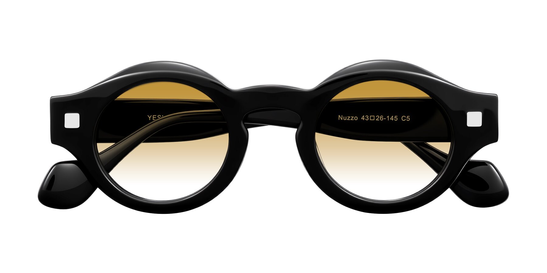 Folded Front of Nuzzo in Black with Champagne Gradient Lenses