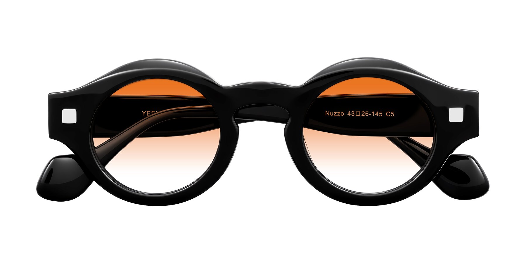 Folded Front of Nuzzo in Black with Orange Gradient Lenses