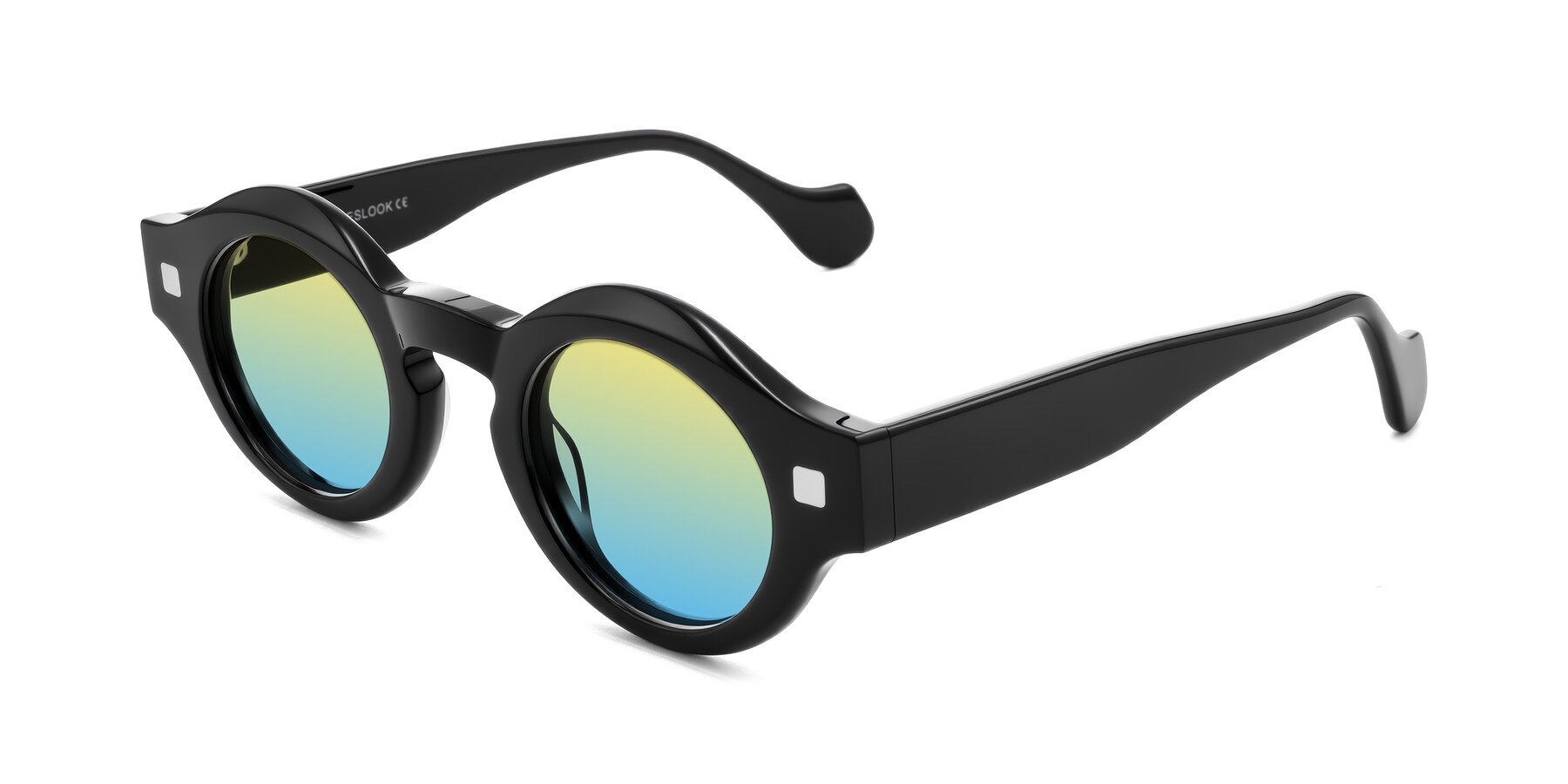 Angle of Nuzzo in Black with Yellow / Blue Gradient Lenses