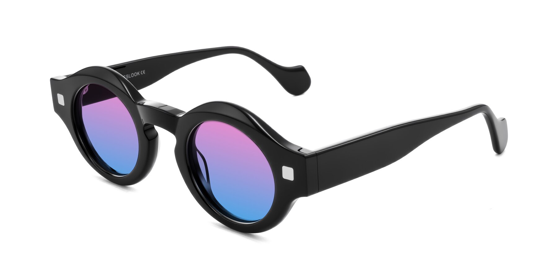 Angle of Nuzzo in Black with Pink / Blue Gradient Lenses