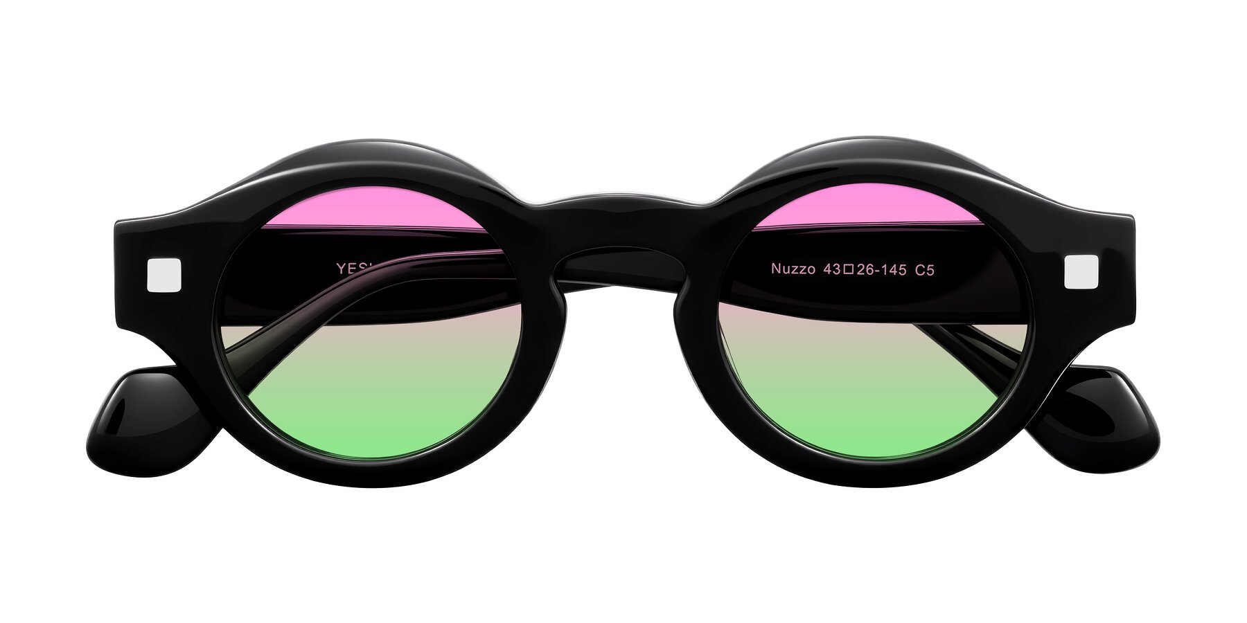 Folded Front of Nuzzo in Black with Pink / Green Gradient Lenses