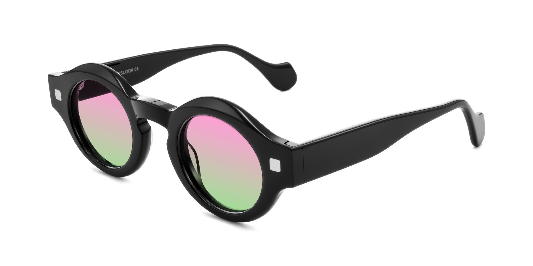 Angle of Nuzzo in Black with Pink / Green Gradient Lenses
