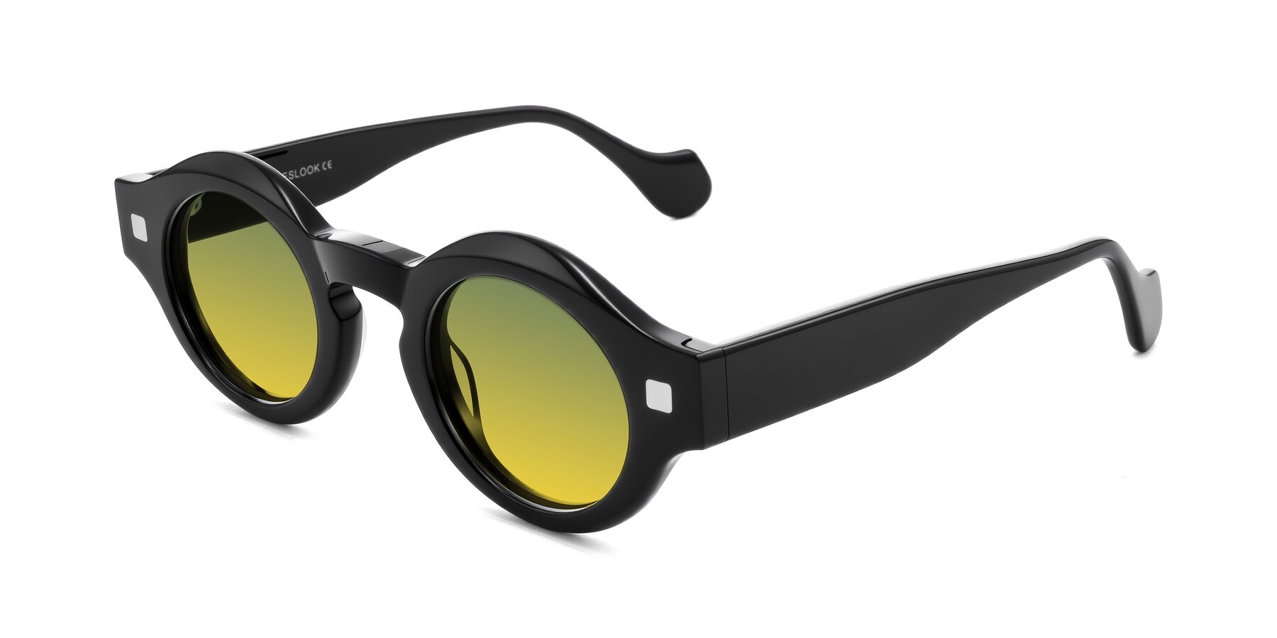 Angle of Nuzzo in Black with Green / Yellow Gradient Lenses