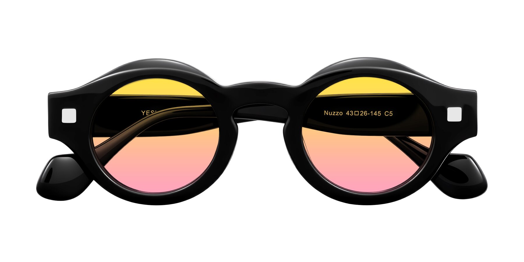 Folded Front of Nuzzo in Black with Yellow / Pink Gradient Lenses