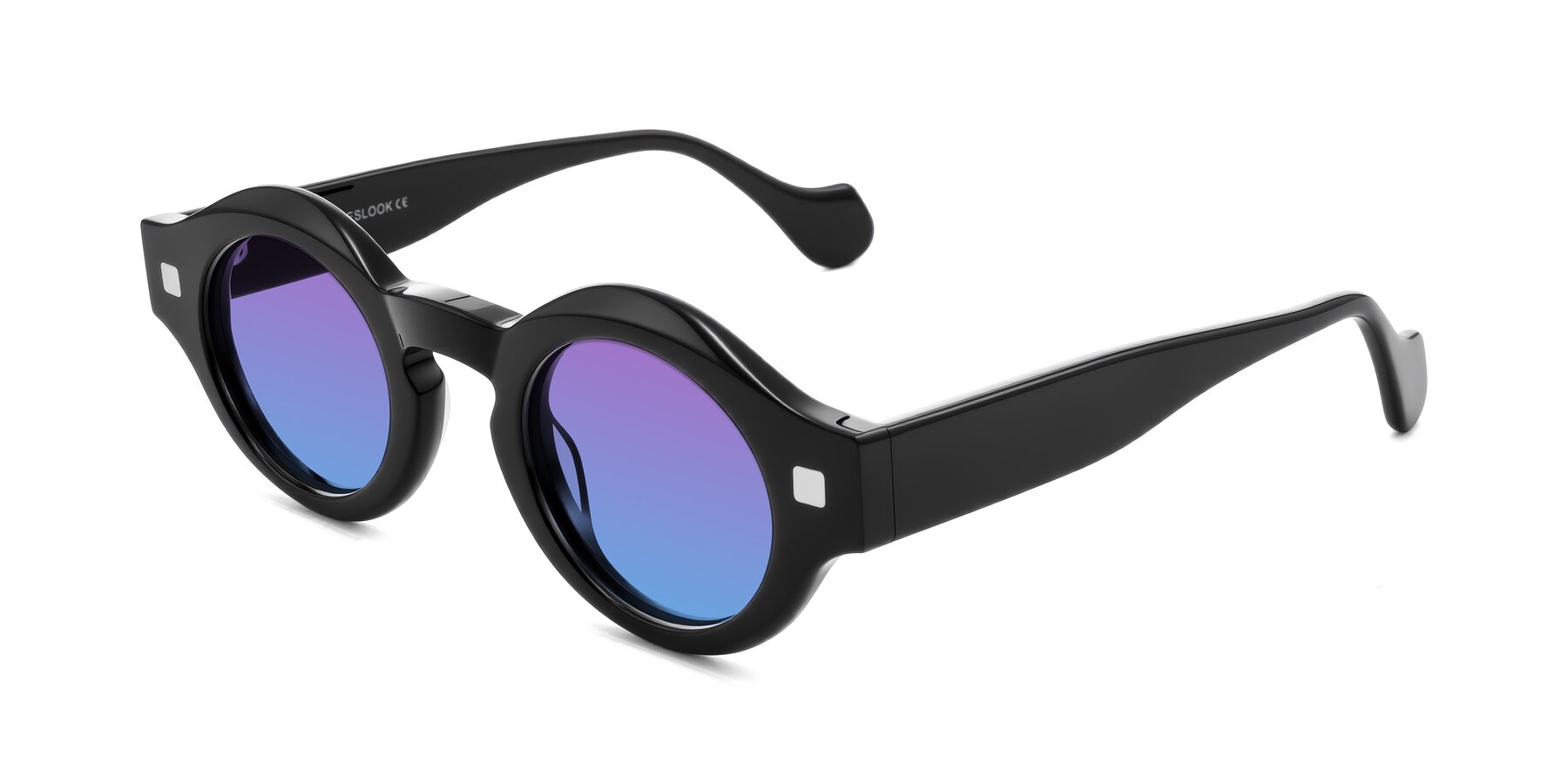 Angle of Nuzzo in Black with Purple / Blue Gradient Lenses