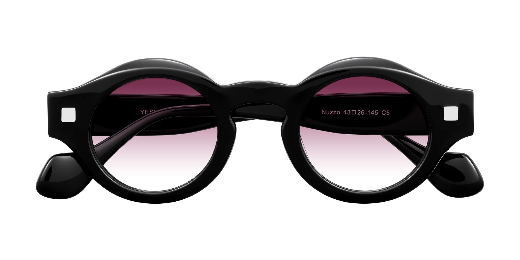 Folded Front of Nuzzo in Black with Wine Gradient Lenses