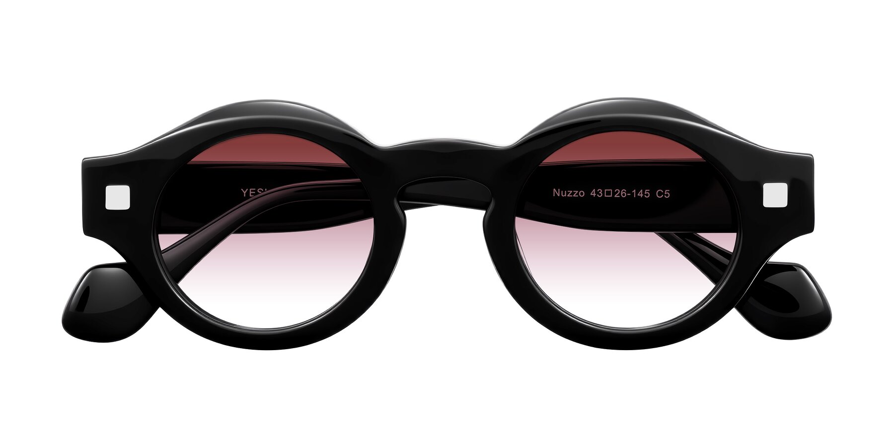 Folded Front of Nuzzo in Black with Garnet Gradient Lenses
