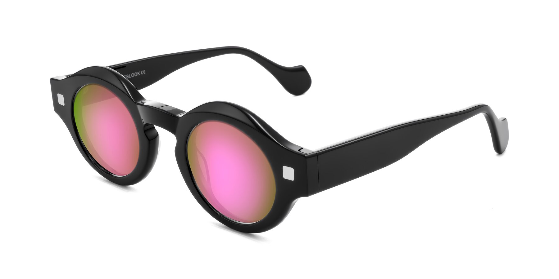 Angle of Nuzzo in Black with Pink Mirrored Lenses