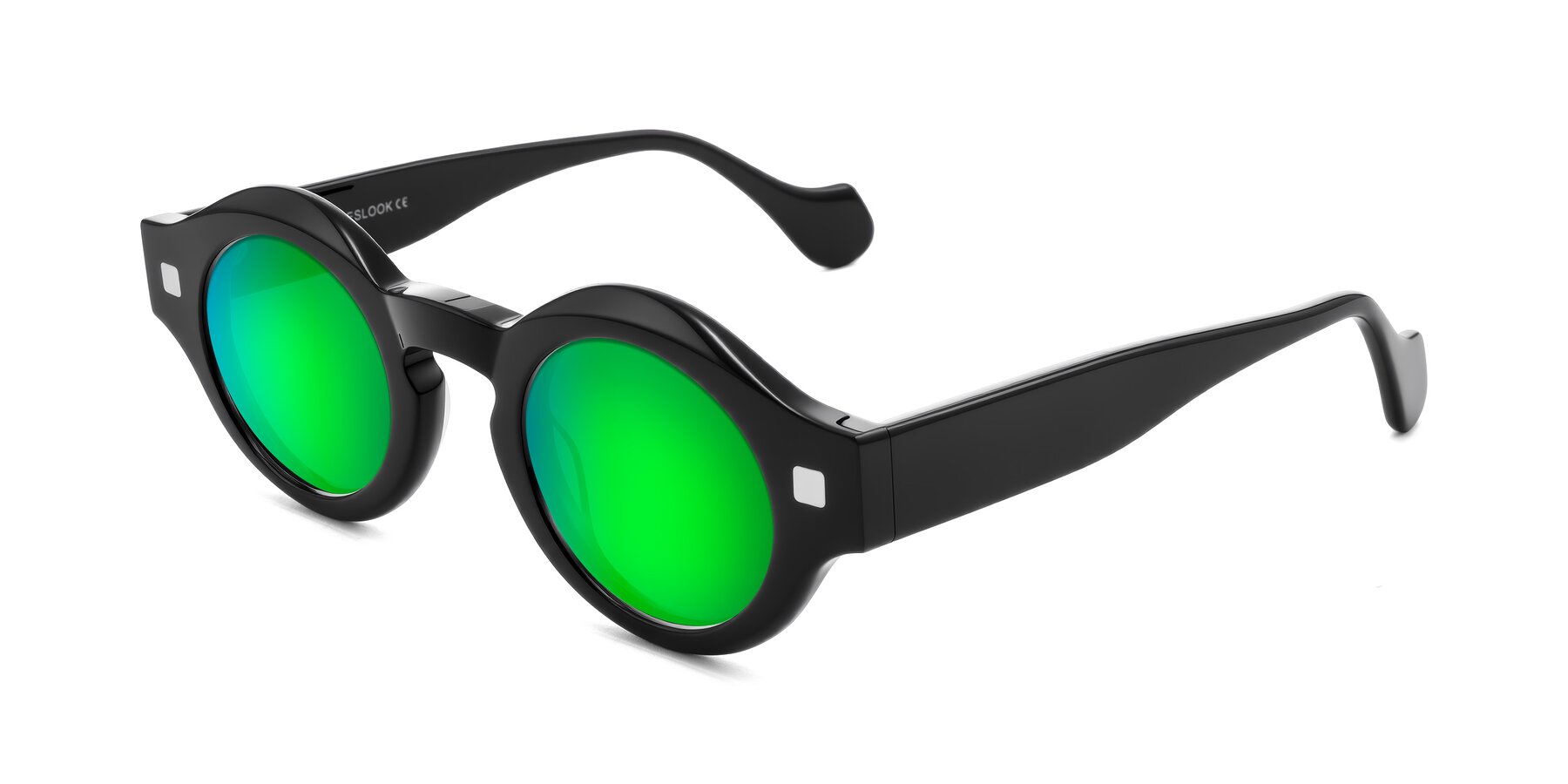 Angle of Nuzzo in Black with Green Mirrored Lenses