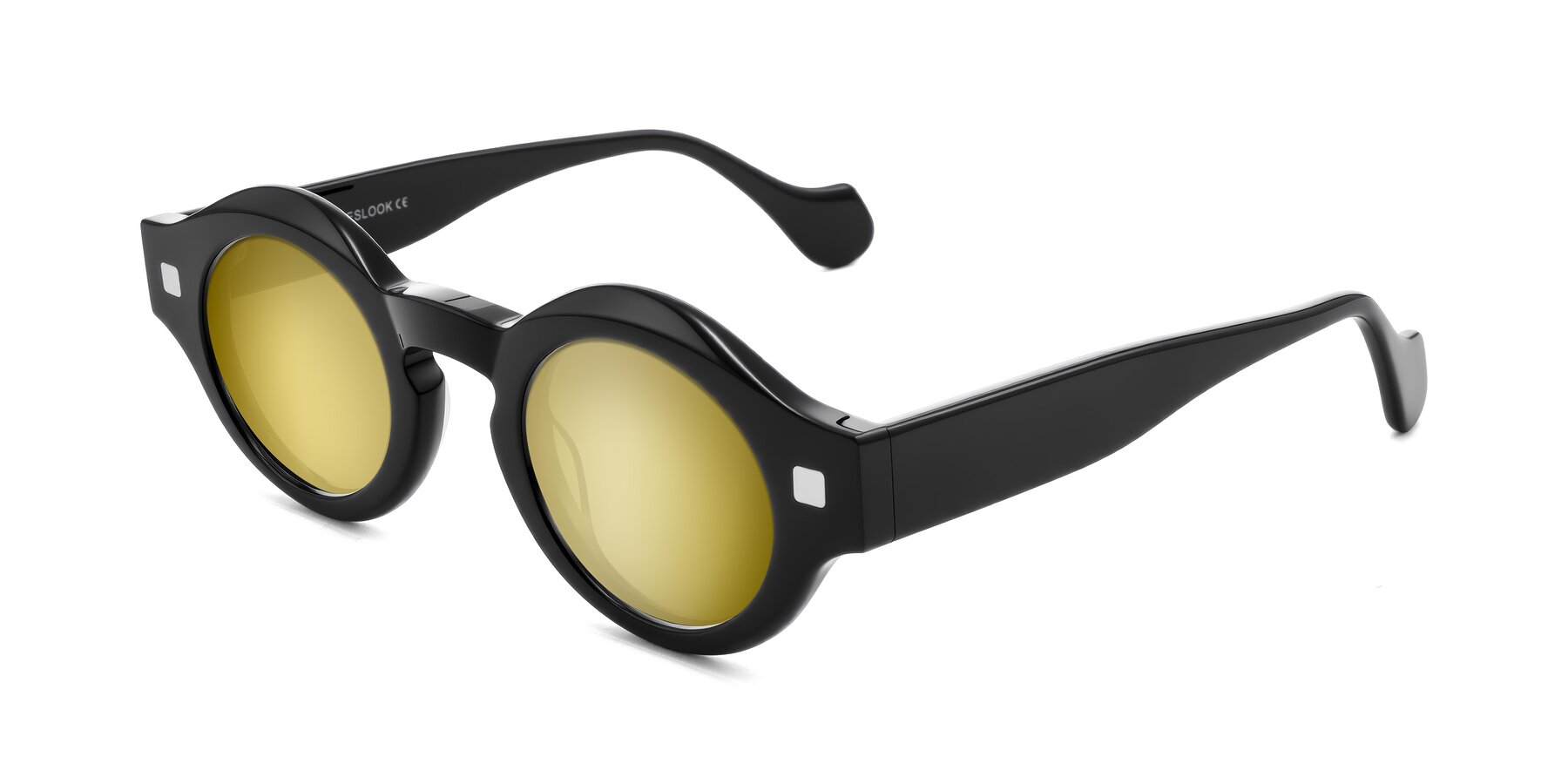Angle of Nuzzo in Black with Gold Mirrored Lenses