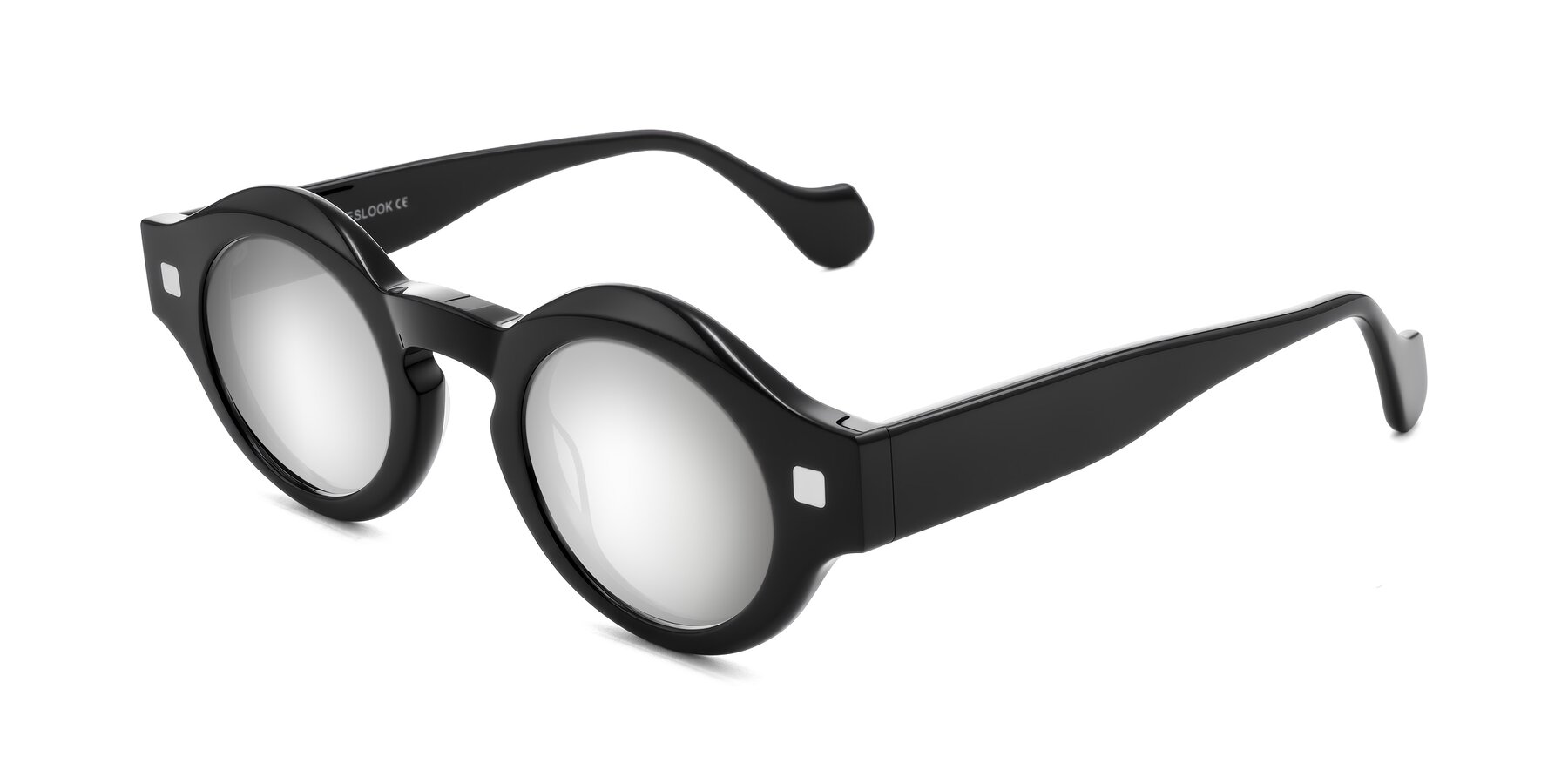 Angle of Nuzzo in Black with Silver Mirrored Lenses