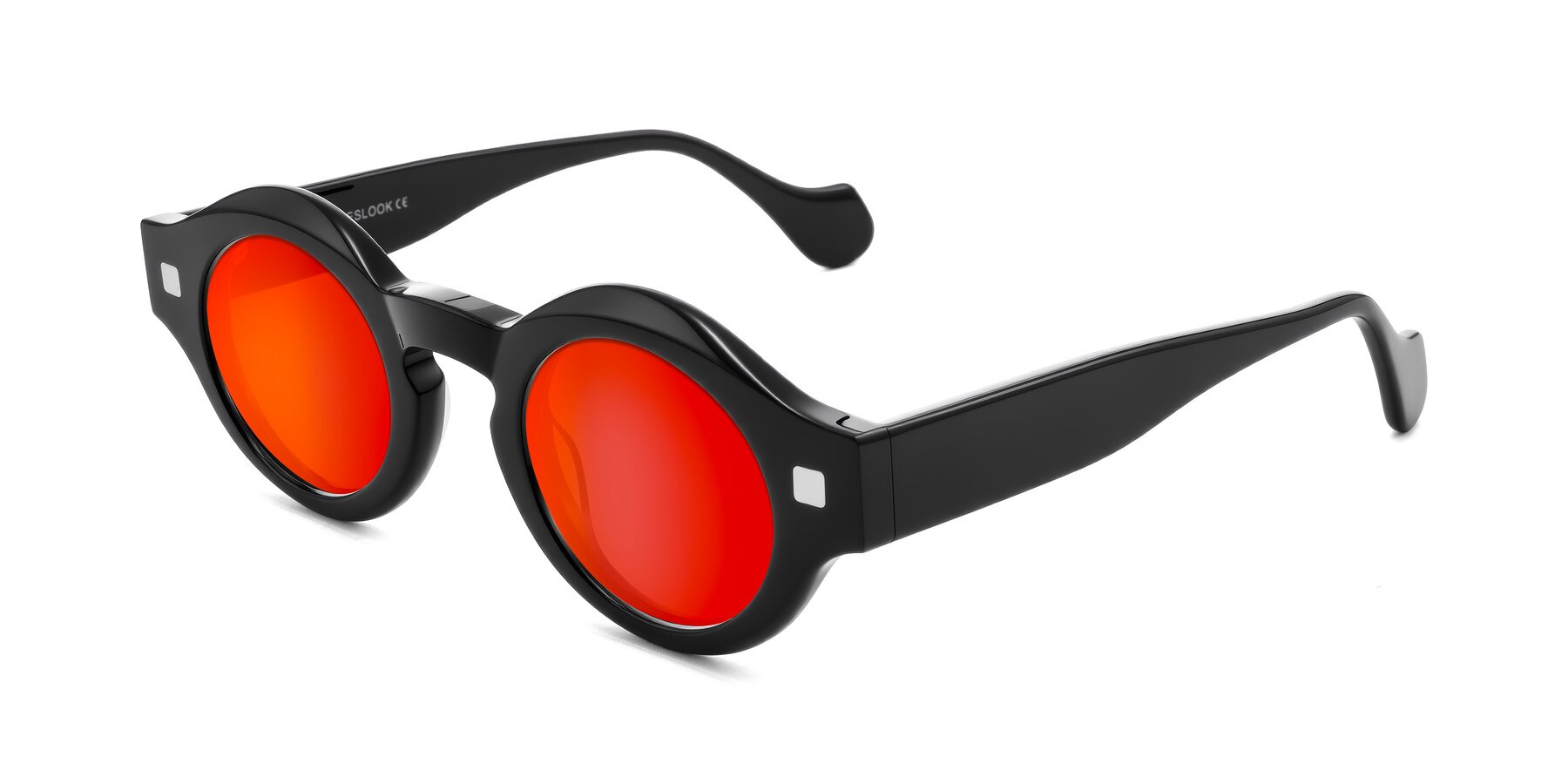 Angle of Nuzzo in Black with Red Gold Mirrored Lenses